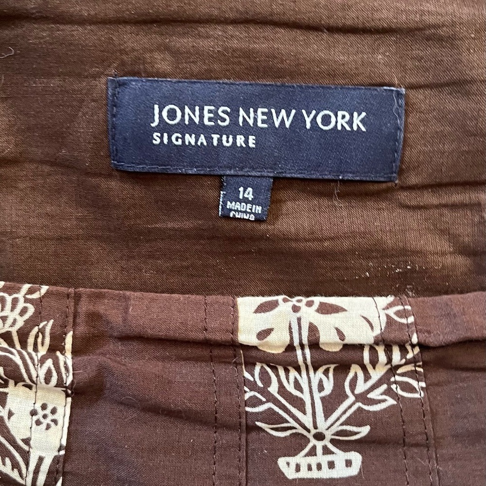 Jones New York Brown & Cream A-Line Pleated Skirt Boho Style - Picture 2 of 4